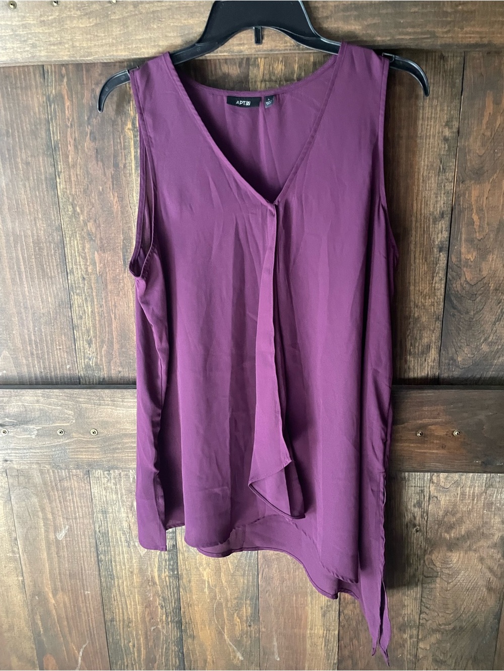 Apt. 9 Plum Sleeveless V-Neck Asymmetric Tank